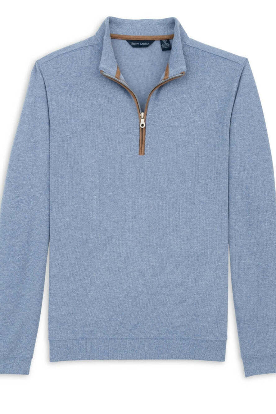 Scott Barber Blue Heather Fleece Stretch Pullover/51641